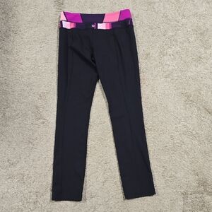 EUC Lululemon Groove Leggings Size 8 Black Pink Purple Waistband 33” Inseam